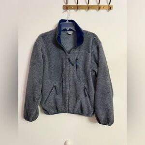 Vintage 1980'S LL Bean Gray Blue Full Zip Fleece Pullover Men's Size L